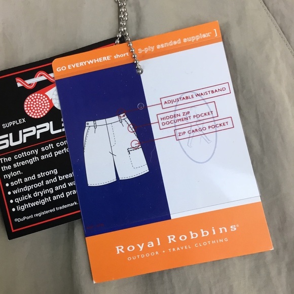 Royal Robbins NWT Taupe Khaki Go Everywhere Shorts - Picture 3 of 6
